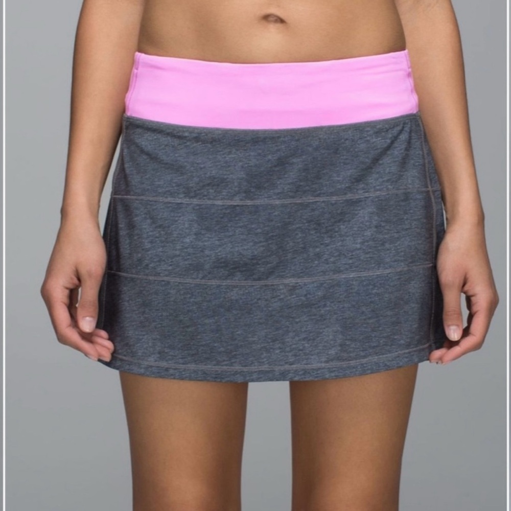Lululemon Pace Rival Skirt II in Heathered Texture grey Deep Coal Vintage Pink